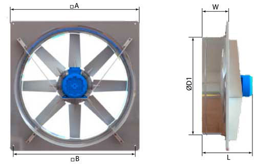 Схема осевого реверсивного вентилятора D 450